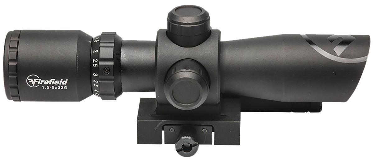 Firefield FF13063 Barrage 1.5-5x32mm Matte Black Scope with Integrated Green Laser and Illuminated Mil-Dot Reticle