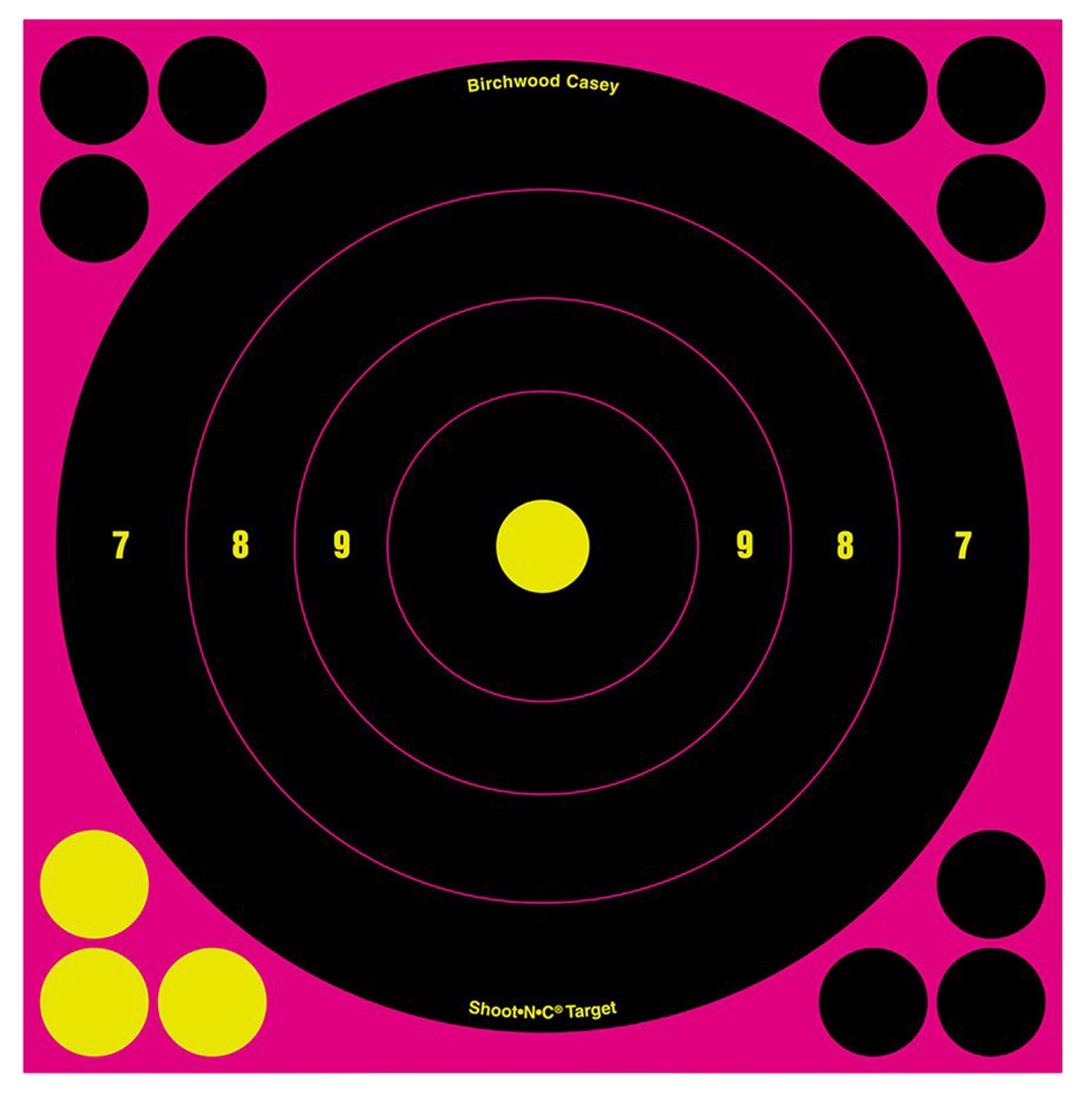 Birchwood Casey 34808 Shoot-N-C 8" Bullseye Reactive Paper Target Black/Pink 6-Pack