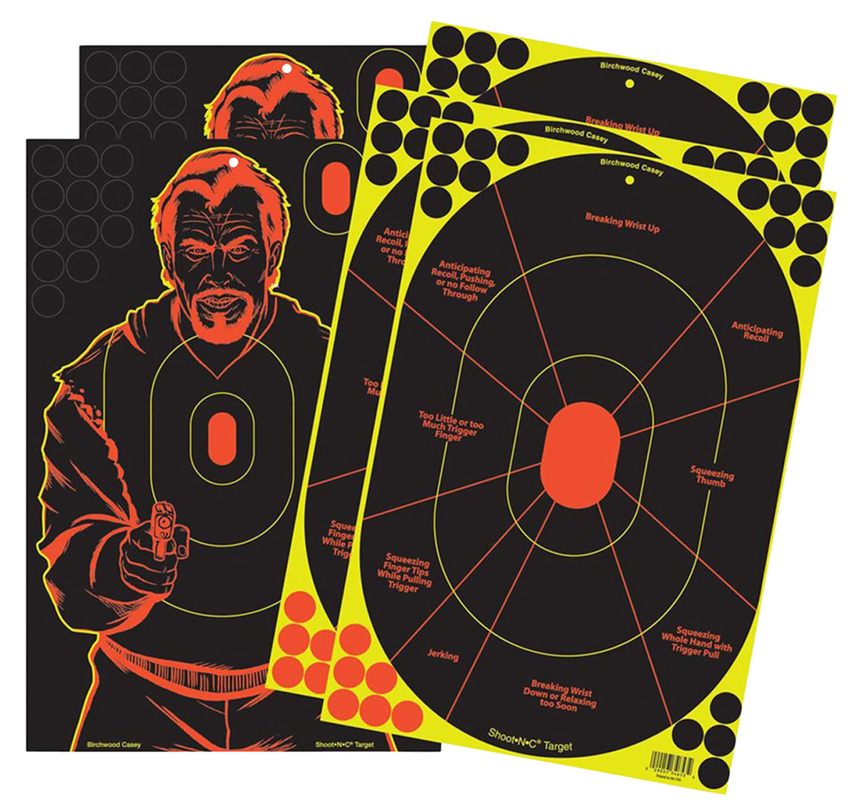 Birchwood Casey 34630 Shoot-N-C Reactive Self-Adhesive Target Combo Oval Silhouette/Bad Guy 5-Pack