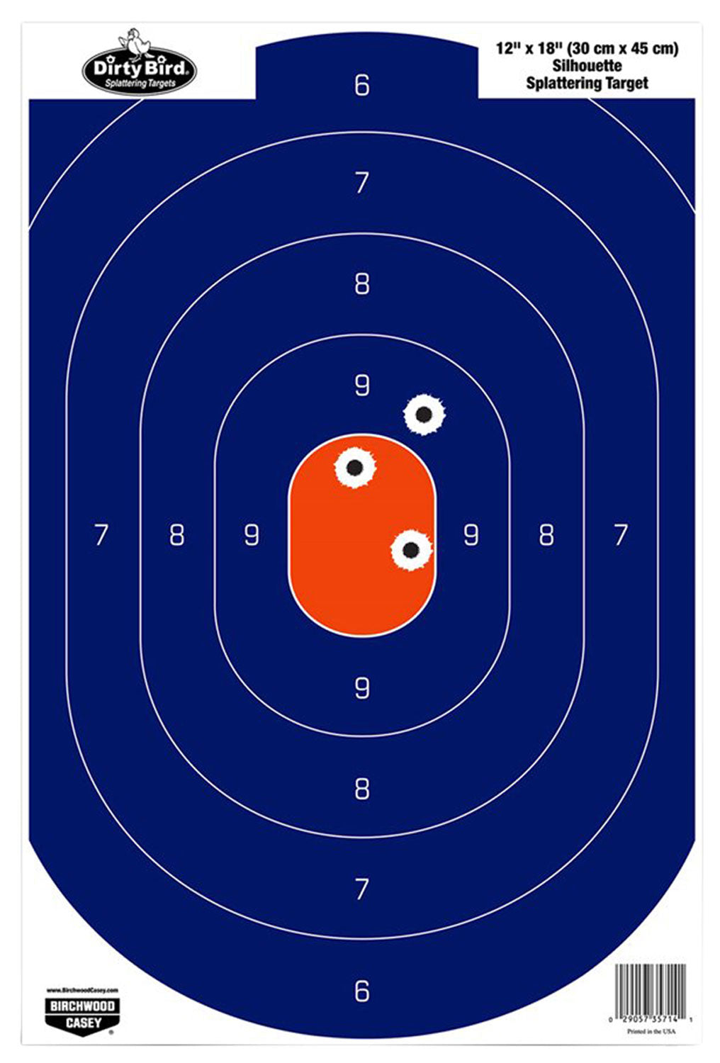 Birchwood Casey 35718 Dirty Bird Silhouette Tagboard Pistol Targets 12"x18" Blue/Orange 8Pk