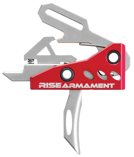 Rise Armament RA535APT Advanced Performance Trigger Single-Stage Straight 3.5 lb Pull Silver/Red Finish AR-Style