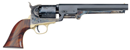 Taylors & Company 550779 1851 Navy Uberti 36 Cal 6 Shot Percussion 7.50" Blued Octagon Barrel, Blued Engraved Cylinder, Blued Steel Frame, Walnut Navy Style Grip