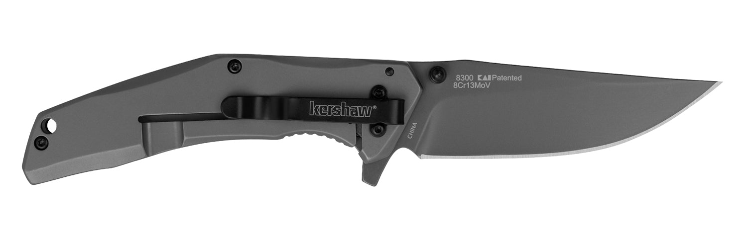 Kershaw 8300 DuoJet 3.25" Folding Clip Point 8Cr13MoV SS Gray TiCN Blade Carbon Fiber Inset Steel Handle Deep-Carry Clip