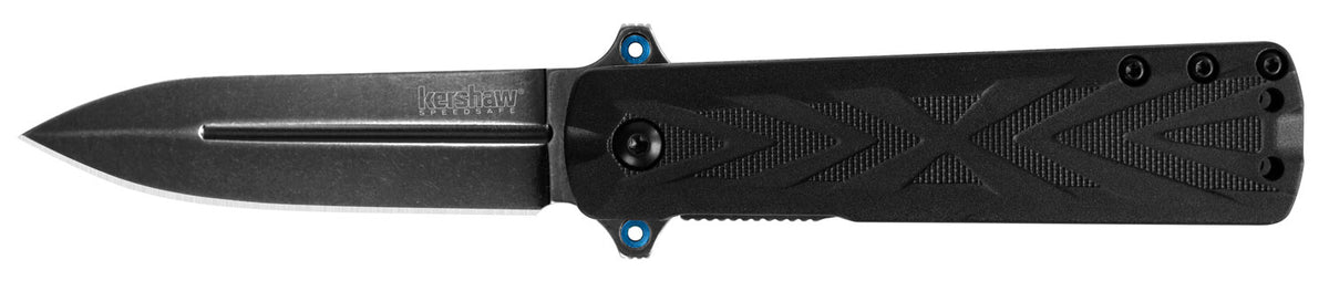 Kershaw 3960 Barstow 3" Folding Spear Point BlackWash 8Cr13MoV Stainless Blade Black Nylon Handle Blue Tube Spacers Pocket Clip