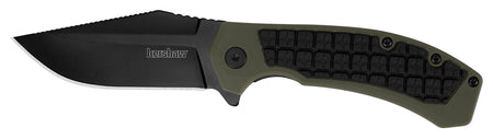 Kershaw 8760 Faultline 3" Folding Drop Point Black Oxide 8Cr13MoV Stainless Blade Black/OD Green Nylon Handle Deep-Carry Clip