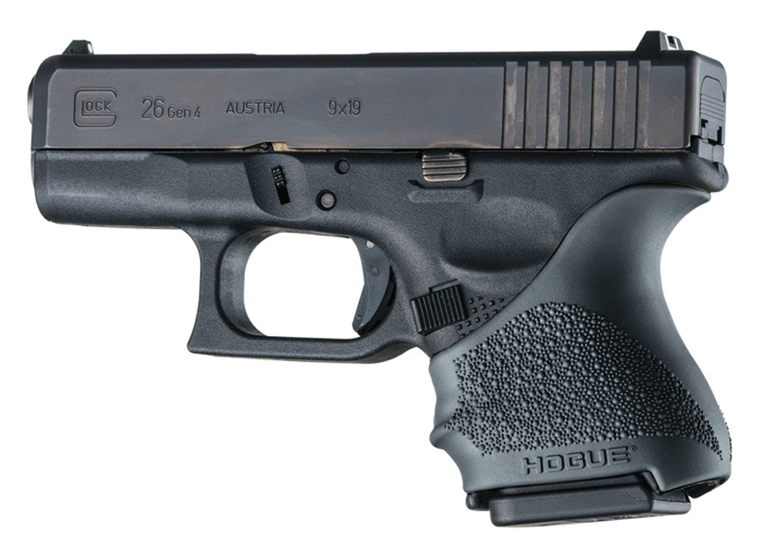 Hogue 18600 HandAll Beavertail Rubber Grip Sleeve Compatible with Glock 26 and 27, Black