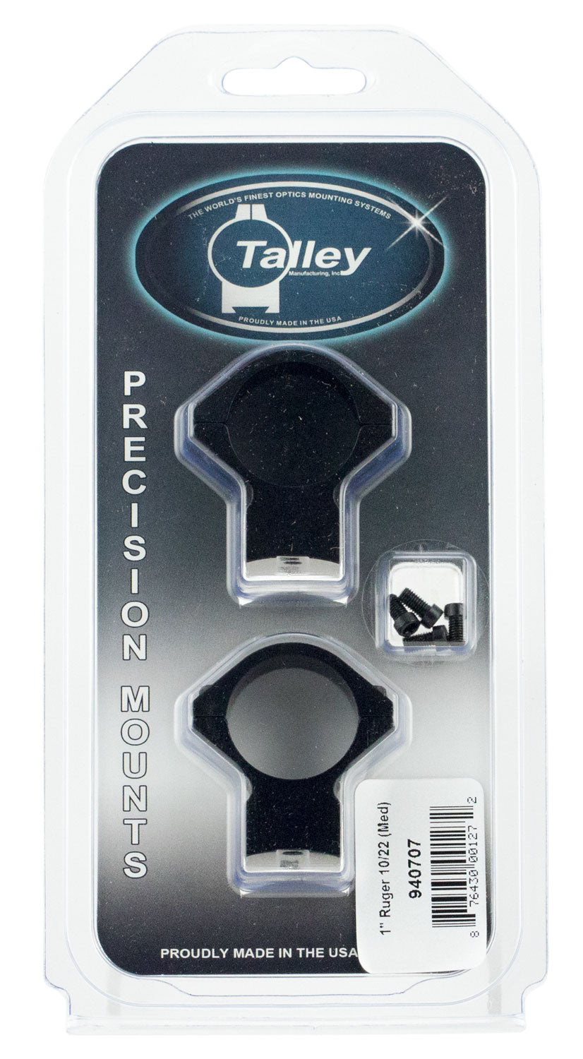 Talley 940707 One-Piece Scope Ring Mount Combo Ruger 10/22 Medium Height 1" Black