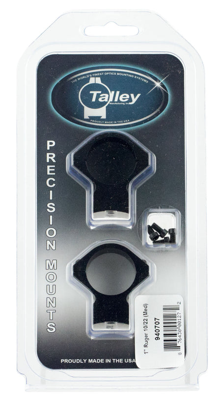 Talley 940707 One-Piece Scope Ring Mount Combo Ruger 10/22 Medium Height 1" Black