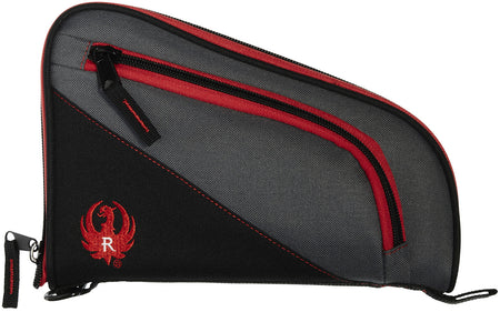 Ruger 27401 Tucson 10" Soft Handgun Case with Lockable Zippers Black/Red/Gray