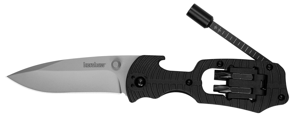 Kershaw 1920 Select Fire 7.60" Folding Knife with 8Cr13MoV Blade Black Glass-Filled Nylon Handle & Built-In Bits