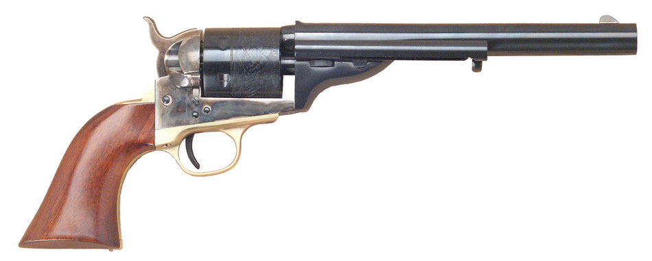 Cimarron CA914 1872 Open Top Navy 38 Long Colt 38 Special 6 Shot 7.50" Blued Steel Barrel, Blued Cylinder, Color Case Hardened Steel Frame, Walnut Grip, Exposed Hammer