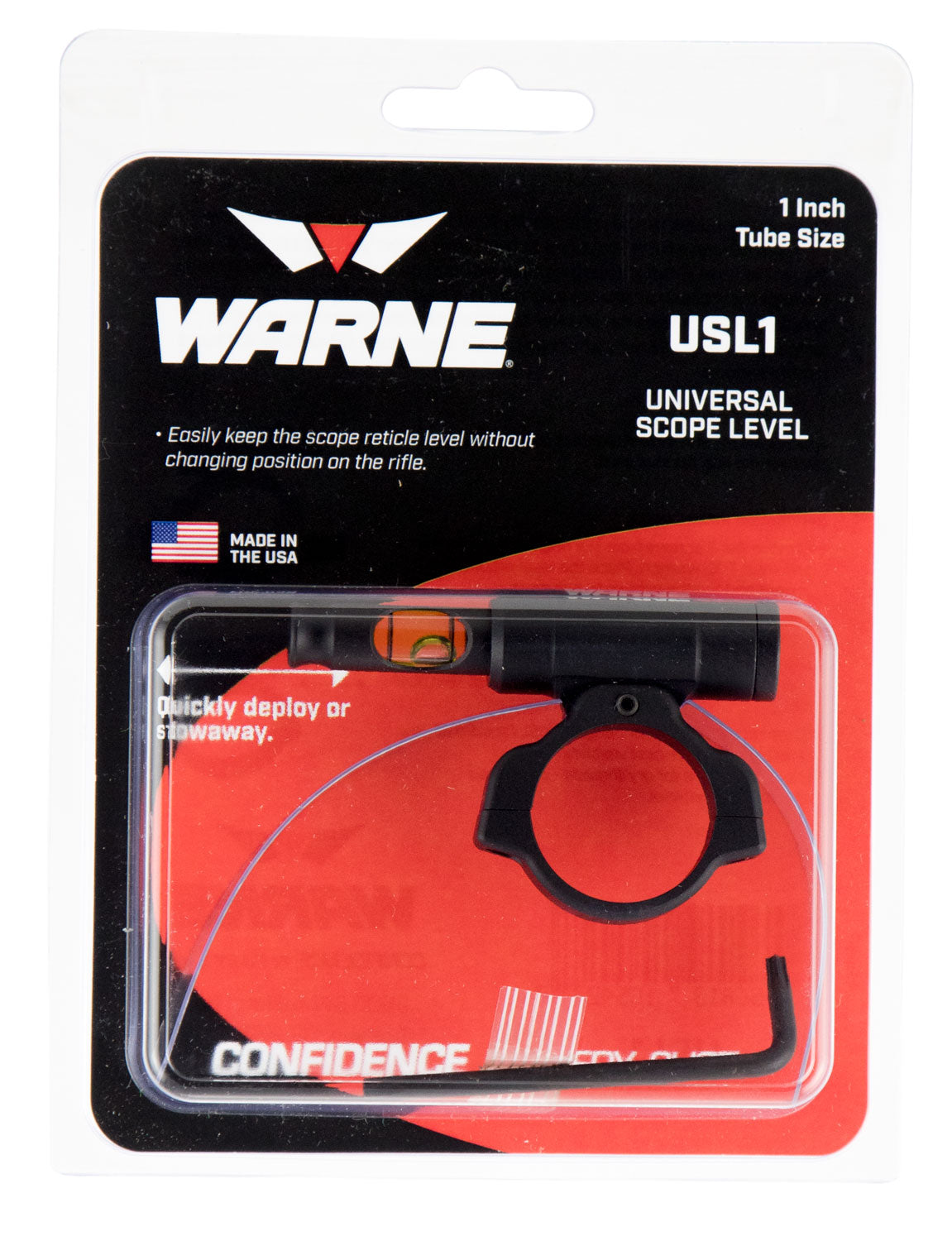Warne USL1 1 Inch Tube Universal Scope Level Black Aluminum Deployable