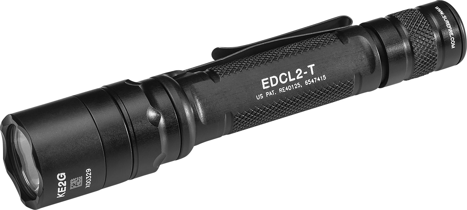 SureFire EDCL2T Everyday Carry Flashlight 1200 Lumens White LED Black Anodized 2x123A