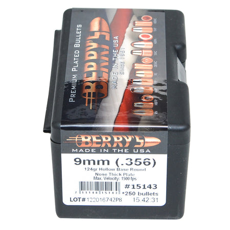 Berry's 15143 9mm/.356 124gr HBRN Thick Plate Superior Plated Bullets 250/Box