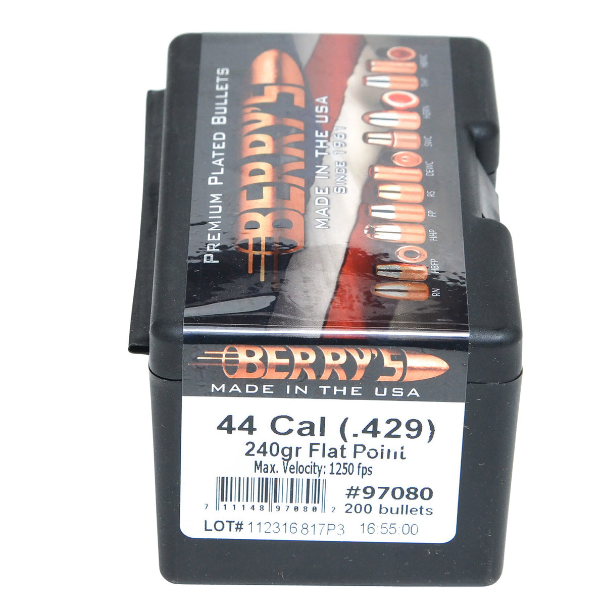 Berry's 97080 44 Caliber 240gr FP Superior Plated Pistol Bullets 200/Box