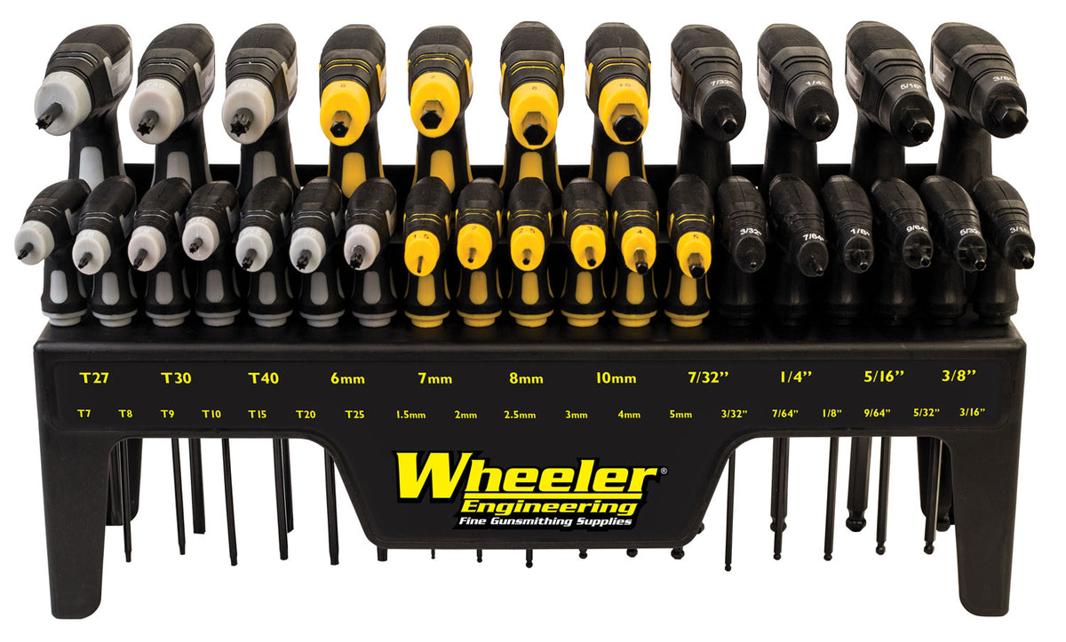 Wheeler 30-Piece P-Handle Gunsmithing Driver Set, Hex and Torx, Rubber Handle