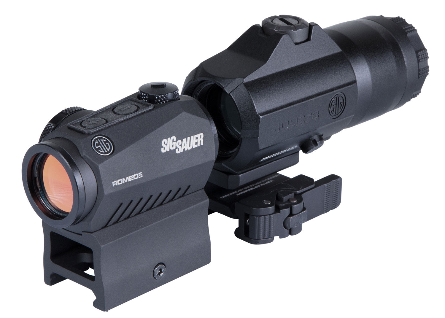Sig Sauer Romeo5 Juliet3 1x 3x Combo Kit 2 MOA Red Dot and 3x Magnifier Black