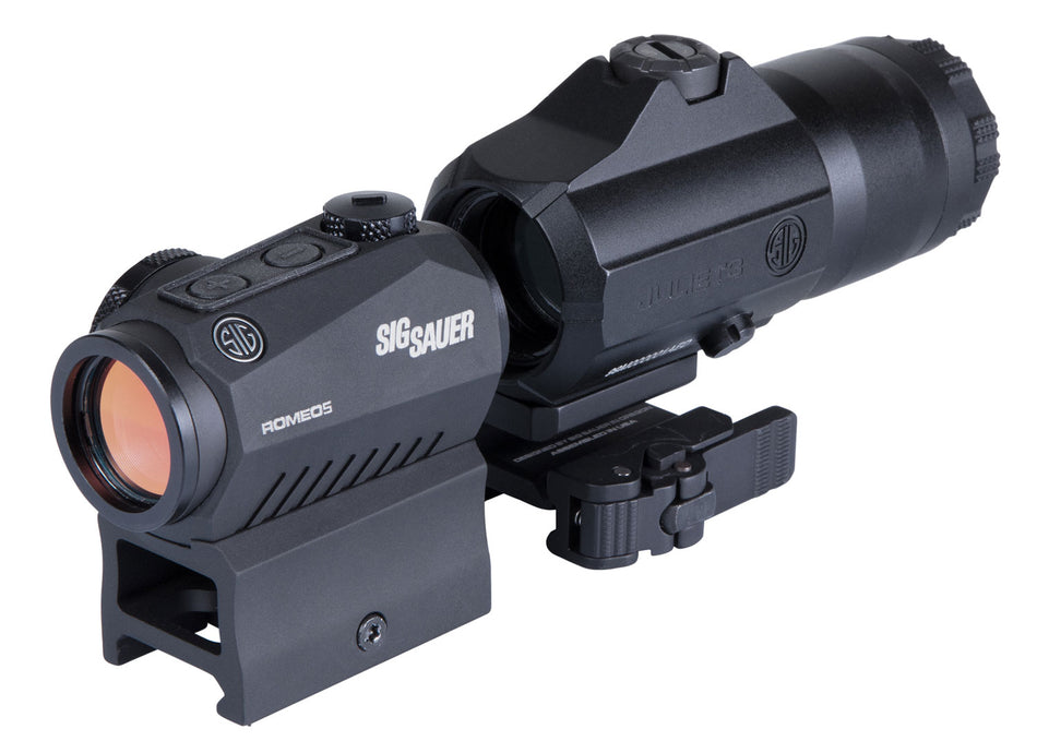 Sig Sauer Romeo5 Juliet3 1x 3x Combo Kit 2 MOA Red Dot and 3x Magnifier Black