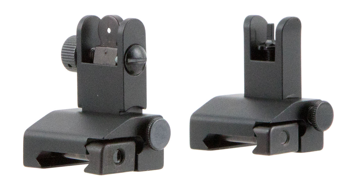 TacFire IS002 Aluminum Flip-Up Iron Sight Set Spring Loaded for AR Platform