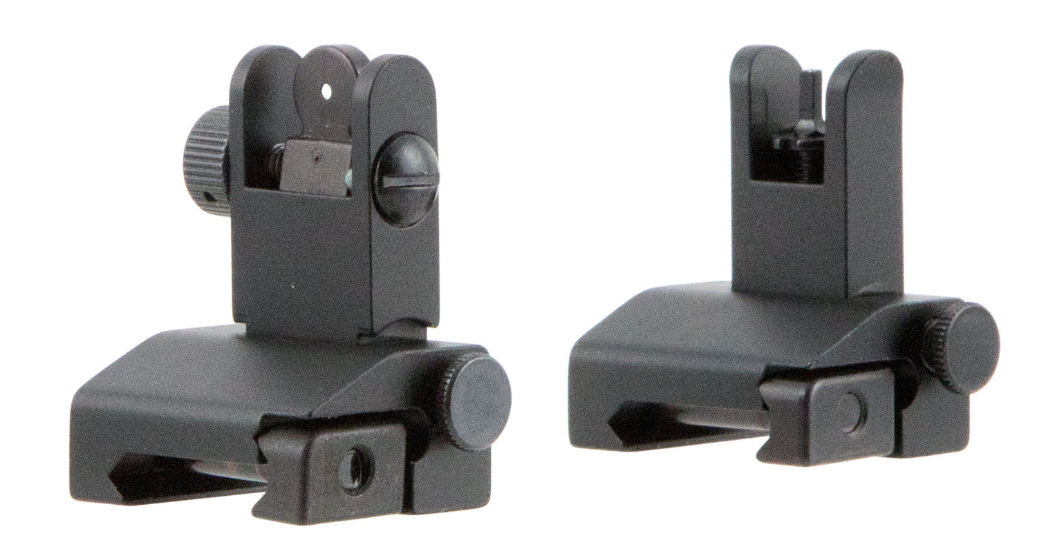 TacFire IS002 Aluminum Flip-Up Iron Sight Set Spring Loaded for AR Platform