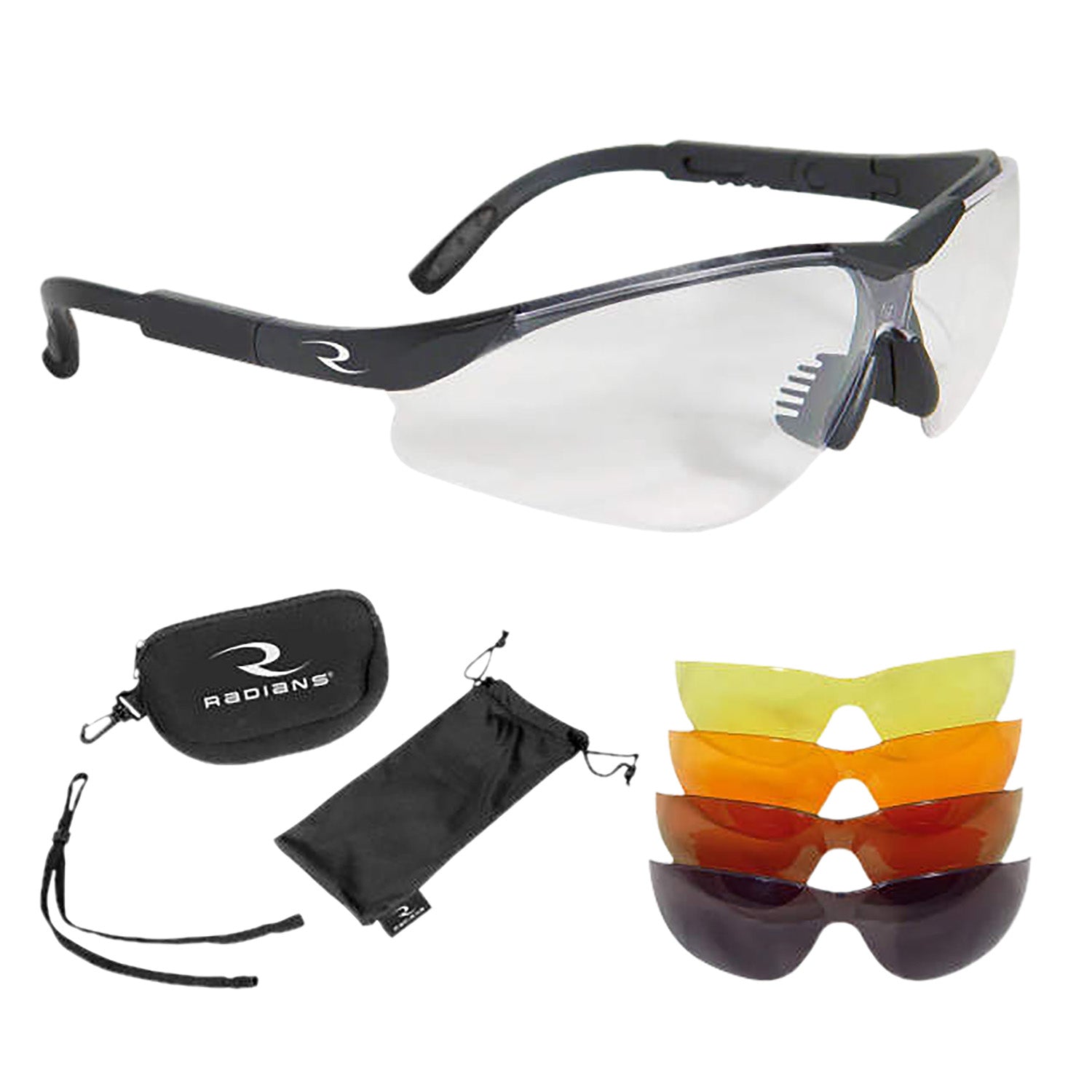 Radians T85RC T-85 Adult Shooting Glasses 5-Lens Kit Black Frame Polycarbonate