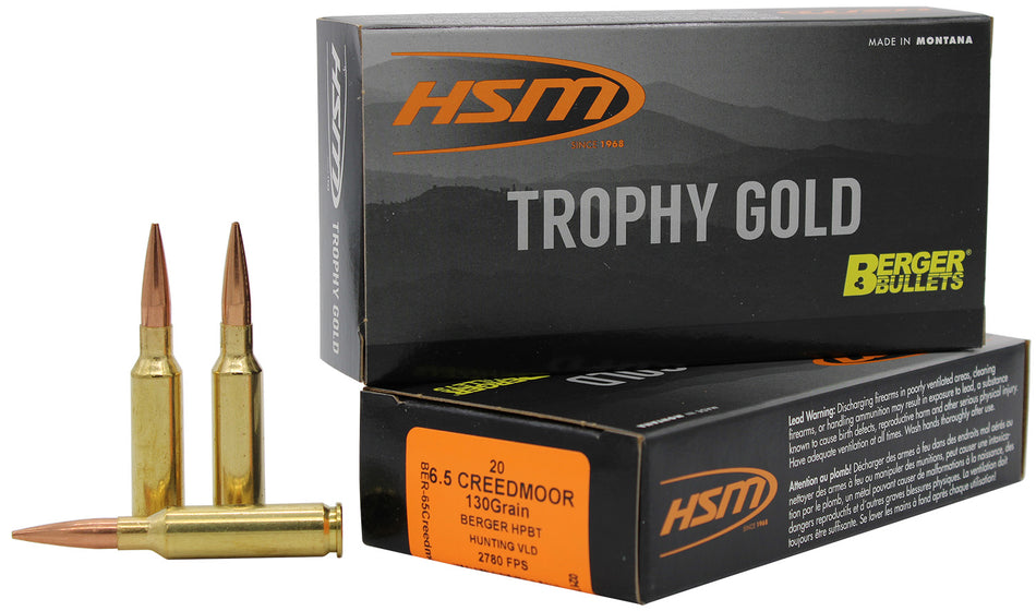 HSM Trophy Gold Berger Hunting VLD Match 130 Grain 6.5mm Creedmoor  810742026608