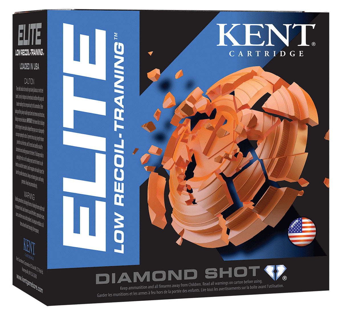 Kent Cartridge 12 Gauge Shotgun Ammo Elite Low Recoil-Training Diamond Shot 2.75 in 7/8 oz #8