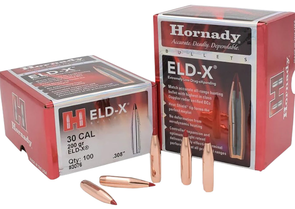 Hornady 3076 30 Cal .308 Diameter 200 Grain ELD-X Component Bullets Box of 100