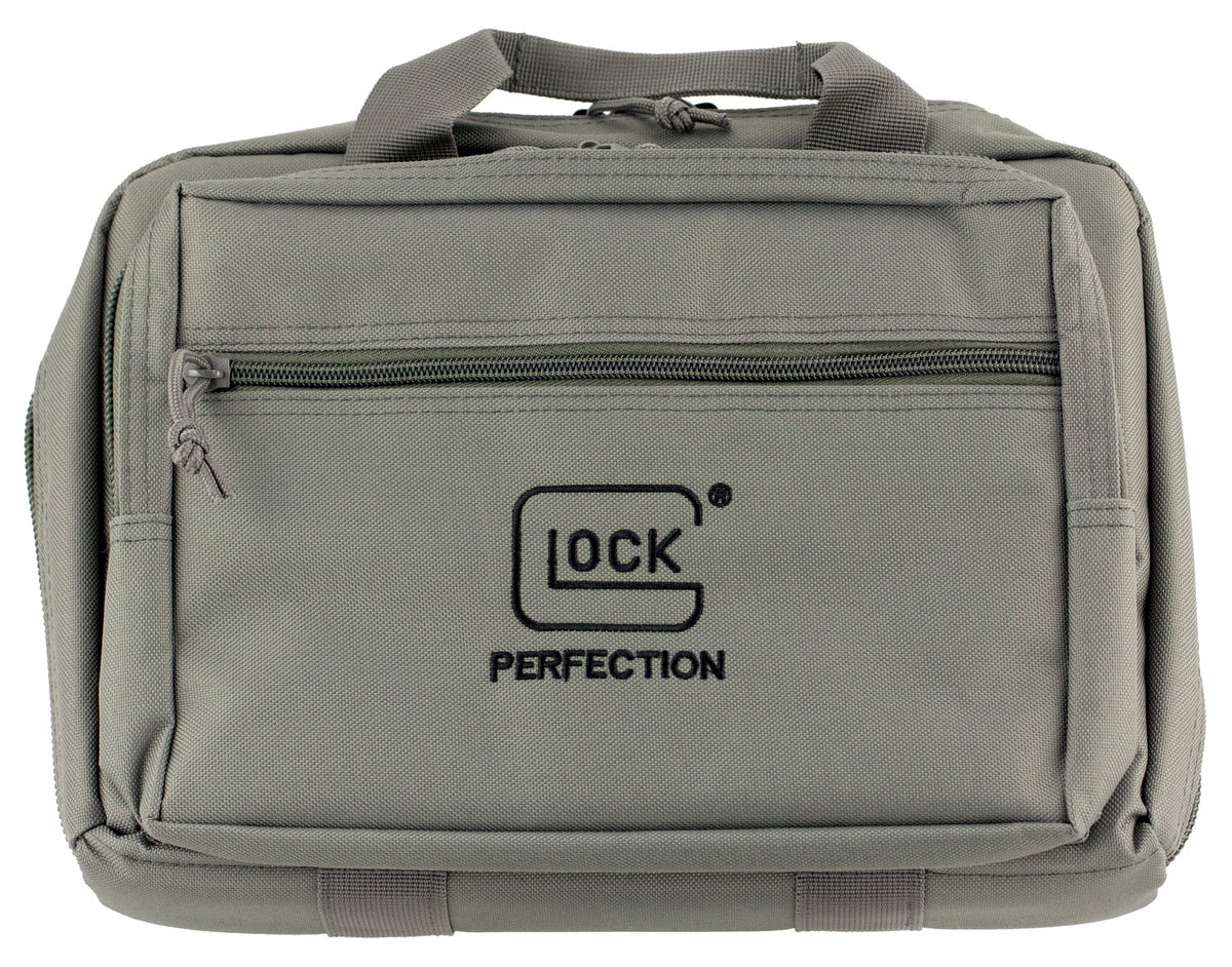 Glock AP60301 Double Pistol Case Gray with Carry Handle Dual Padded Compartments and 5 Mag Holders