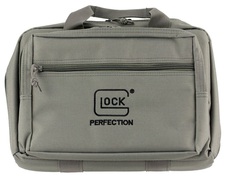 Glock AP60301 Double Pistol Case Gray with Carry Handle Dual Padded Compartments and 5 Mag Holders