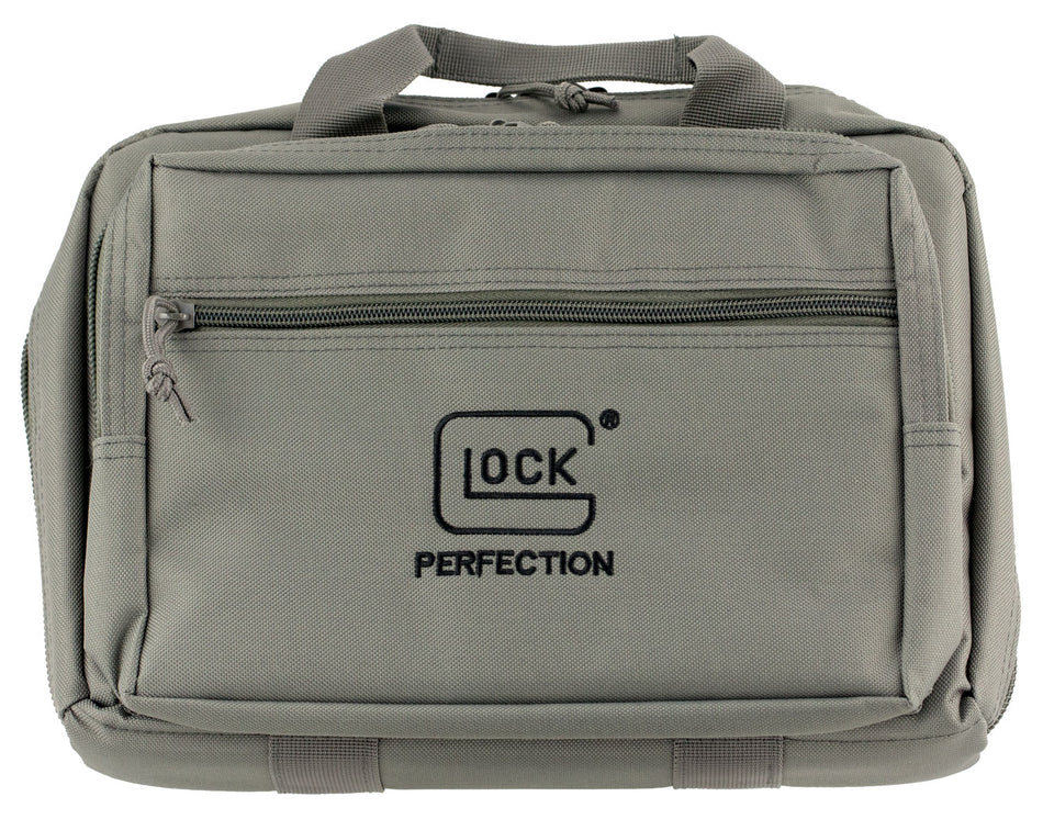 Glock AP60301 Double Pistol Case Gray with Carry Handle Dual Padded Compartments and 5 Mag Holders