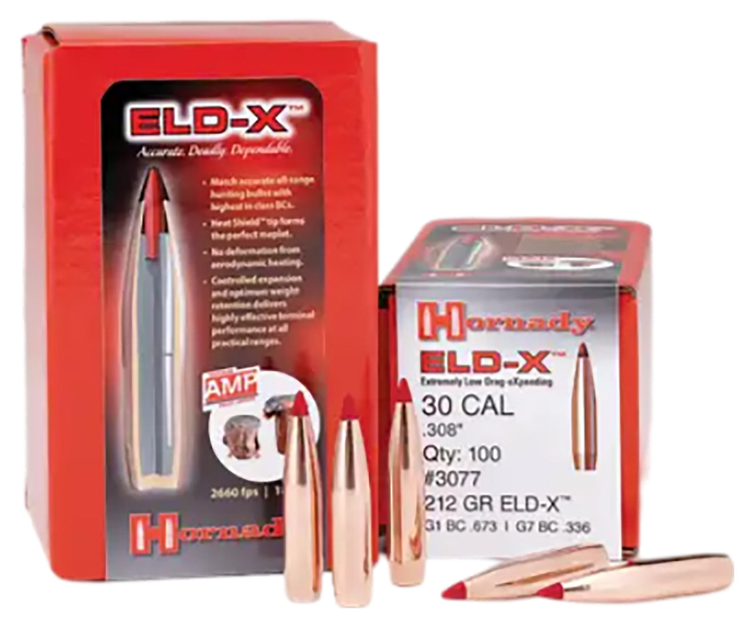 Hornady 3077 30 Cal .308 Diameter 212 Grain ELD-X Component Bullets Box of 100