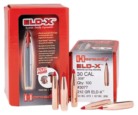 Hornady 3077 30 Cal .308 Diameter 212 Grain ELD-X Component Bullets Box of 100