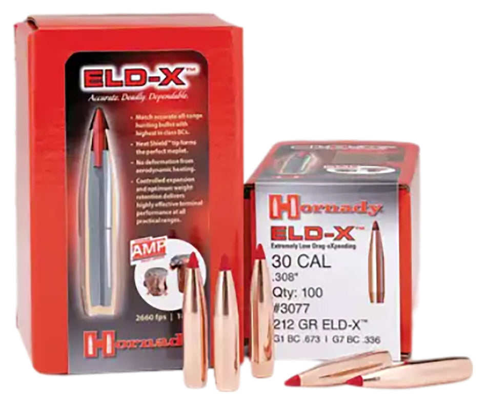 Hornady 3077 30 Cal .308 Diameter 212 Grain ELD-X Component Bullets Box of 100