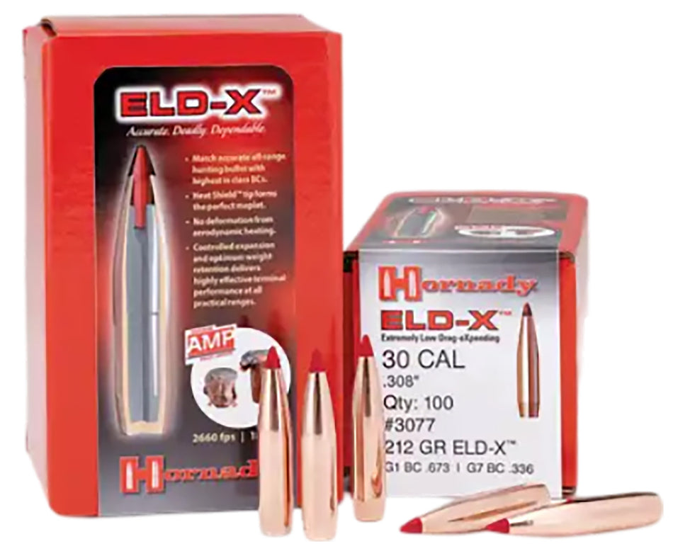 Hornady 3078 30 Cal .308 Diameter 220 Grain ELD-X Component Bullets Box of 100