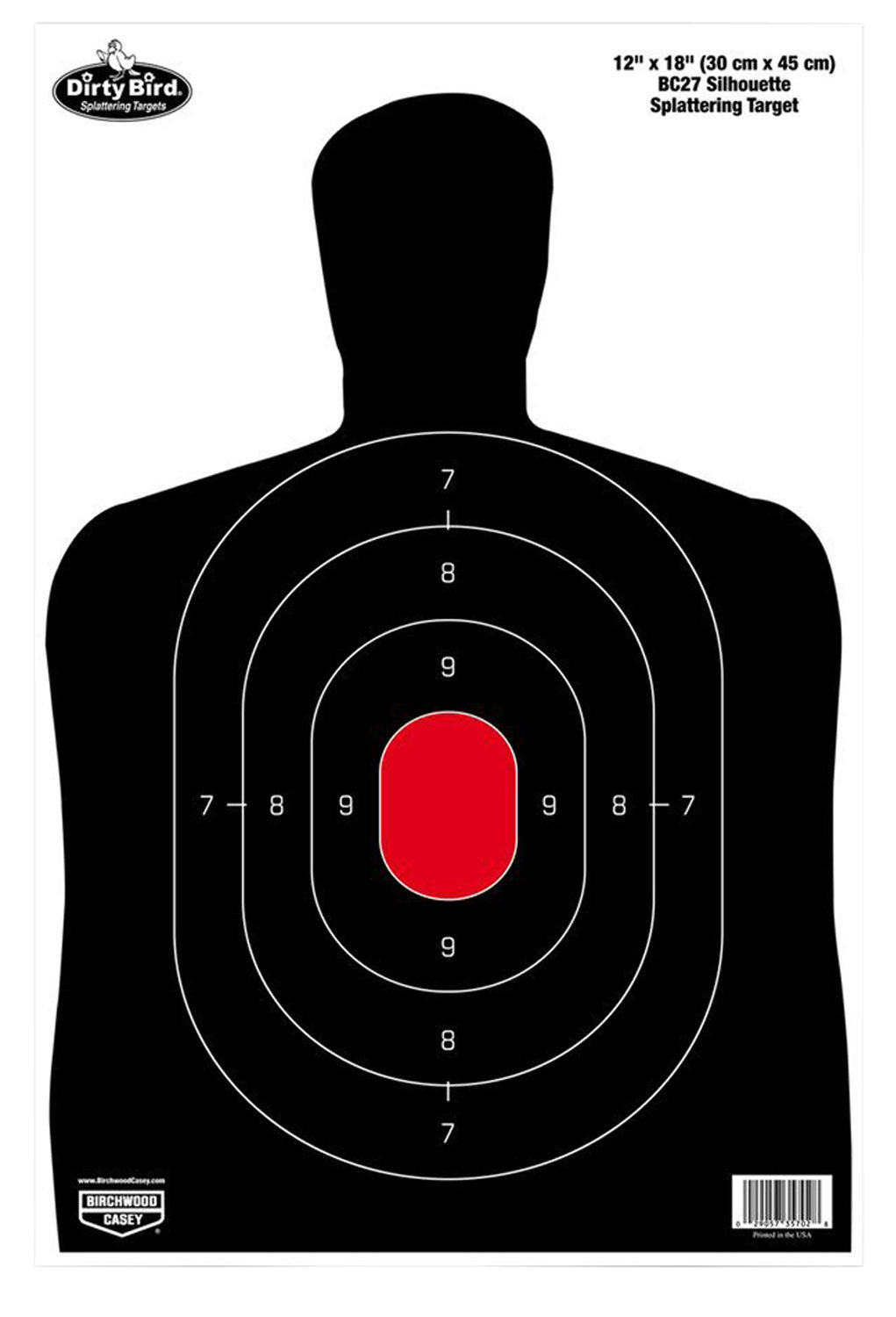 Birchwood Casey 35702 Dirty Bird BC-27 12" x 18" Silhouette Tagboard Pistol Target 100-Pack