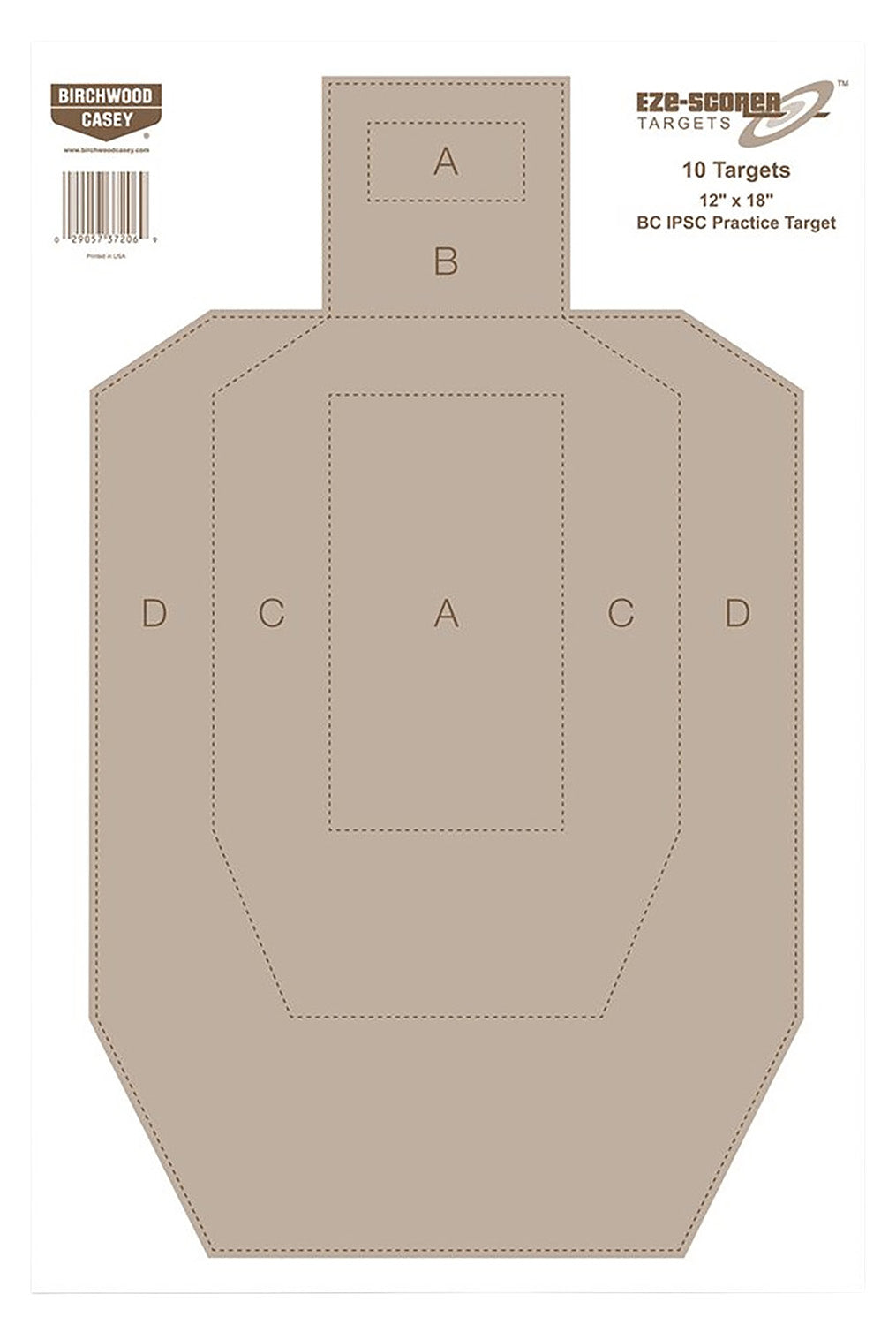 Birchwood Casey 37018 EZE-Scorer IPSC 12" x 18" Hanging Paper Target Tan 100-Pack