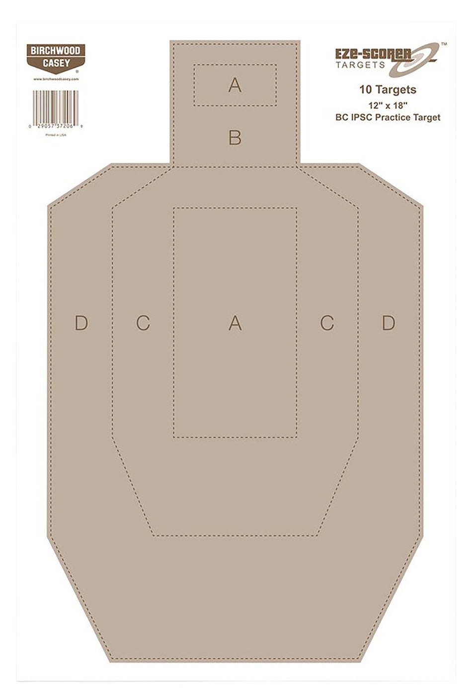 Birchwood Casey 37018 EZE-Scorer IPSC 12" x 18" Hanging Paper Target Tan 100-Pack
