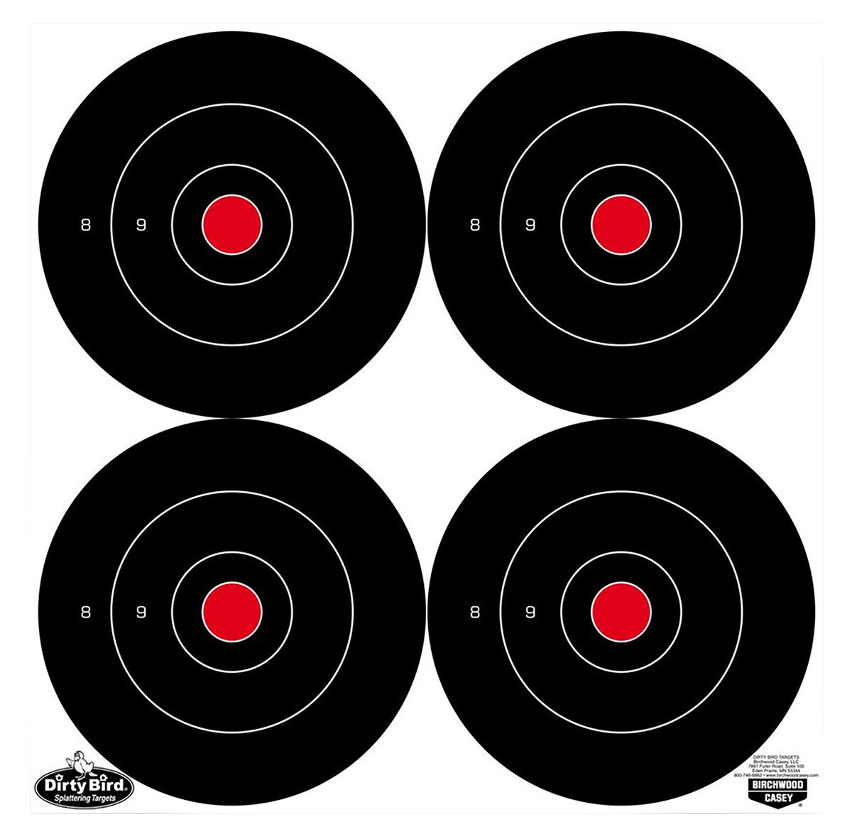Birchwood Casey 35570 Dirty Bird 6" Bullseye Hanging Tagboard Shooting Target Black/White 100-Pack