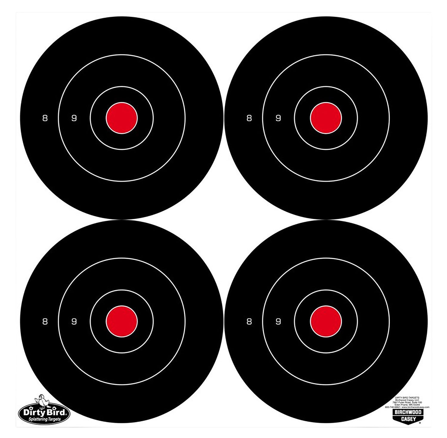 Birchwood Casey 35570 Dirty Bird 6" Bullseye Hanging Tagboard Shooting Target Black/White 100-Pack