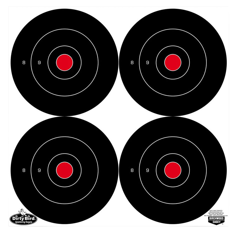 Birchwood Casey 35570 Dirty Bird 6" Bullseye Hanging Tagboard Shooting Target Black/White 100-Pack