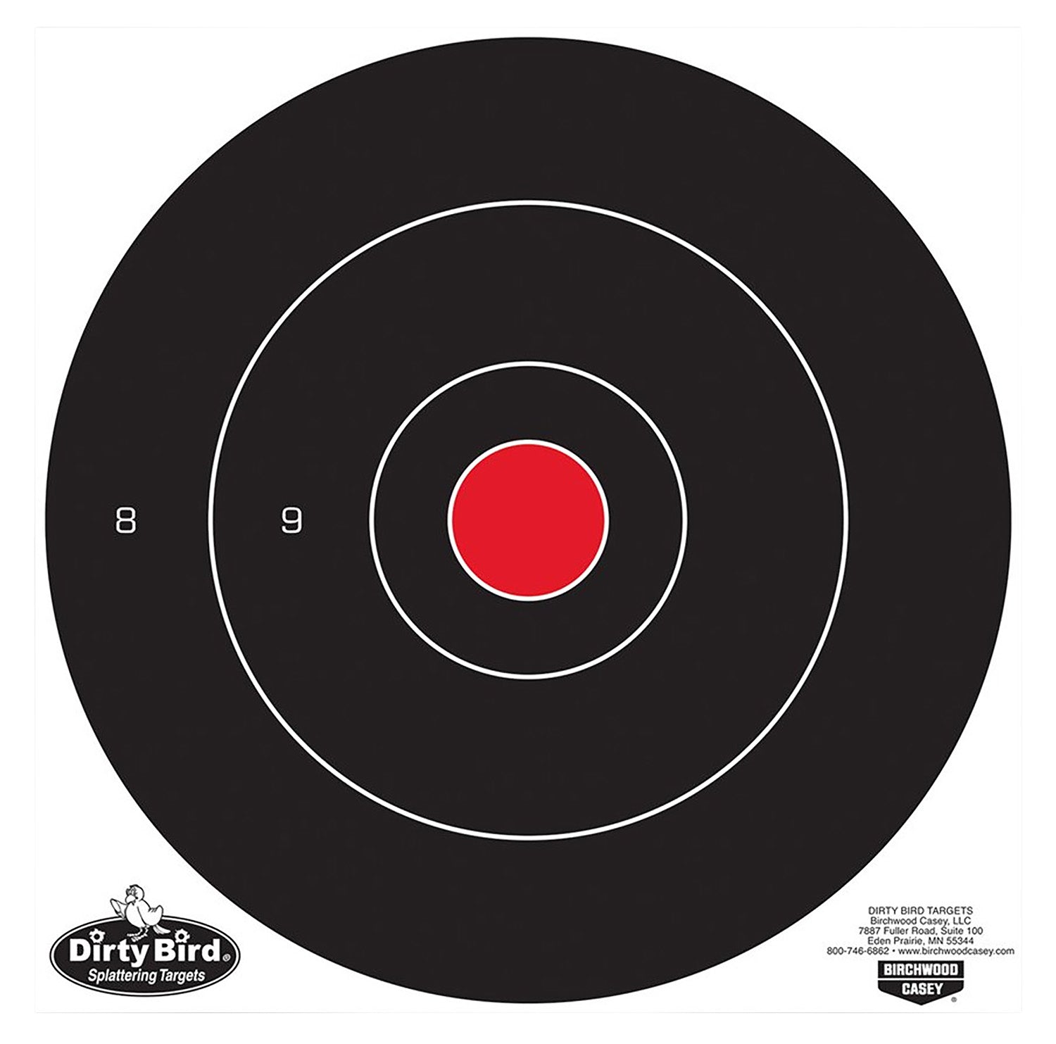 Birchwood Casey 35070 Dirty Bird 12" Bullseye Hanging Tagboard Shooting Target Black/Red 100-Pack