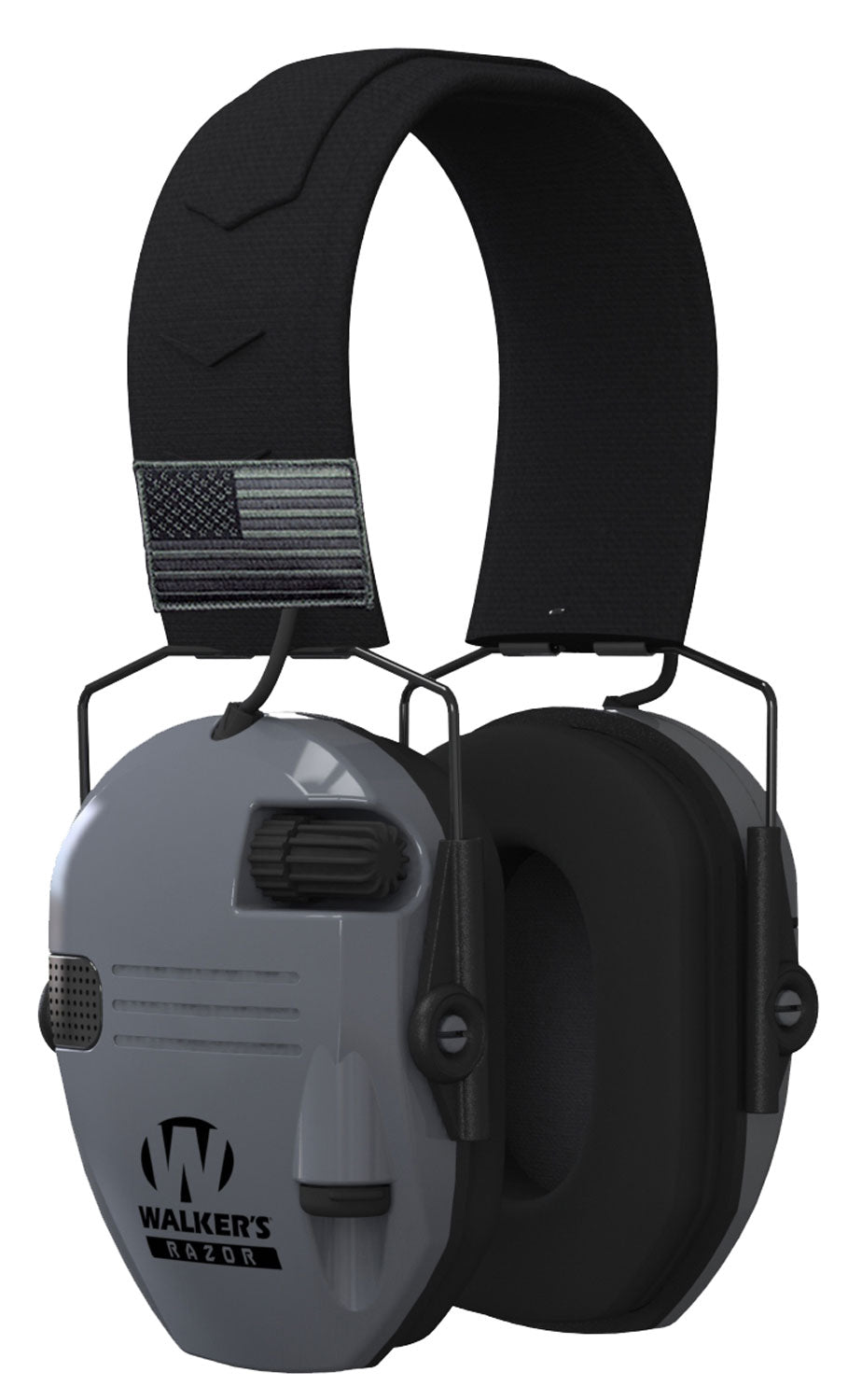 Walker's GWPRSEMPATGY Razor Patriot Slim 23 dB Over-the-Head Electronic Earmuff Black/Gray Polymer