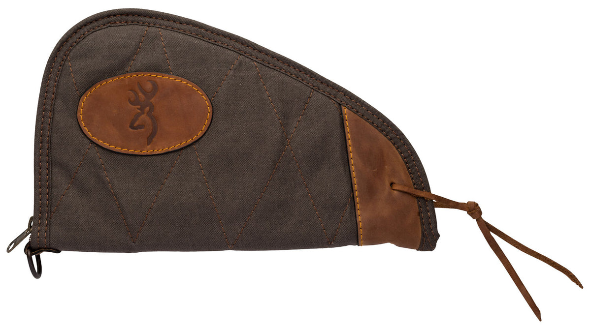Browning 1423886911 Lona 11" Canvas Leather Trim Pistol Rug Flint/Brown Finish