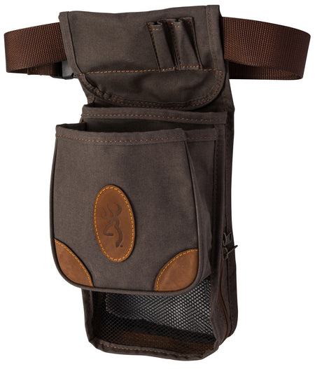 Browning 121388693 Lona Deluxe Adjustable Belt Mount Shell Pouch Flint Canvas/Leather