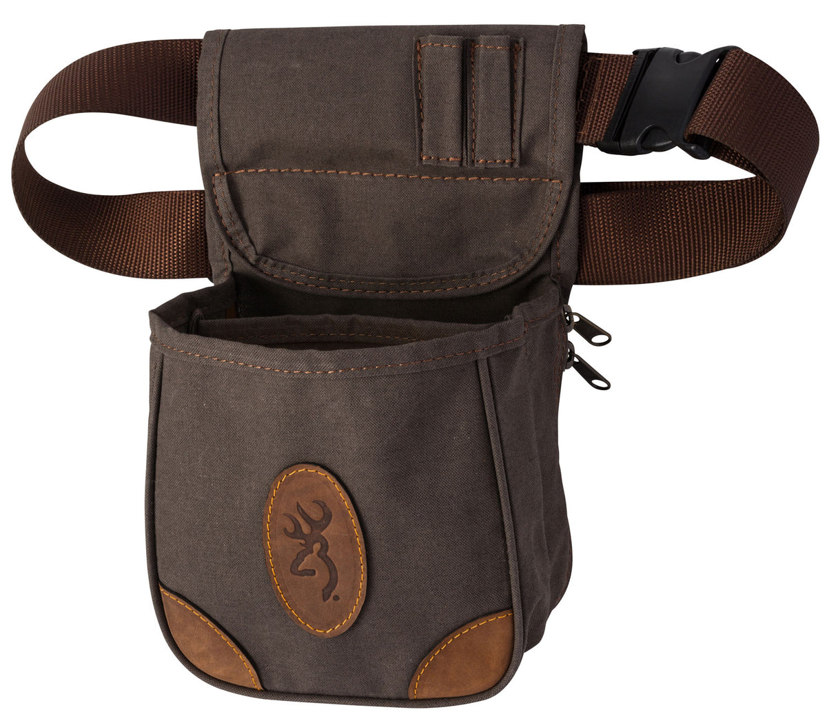 Browning 121388692 Lona Shell Pouch with Crazy Horse Leather Trim and Belt Mount