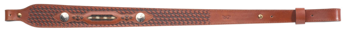 Browning Buffalo Nickel Full-Grain Leather Rifle Sling with Basketweave Design