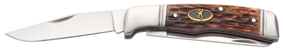 Browning Joint Venture Traditional Folding Pocket Knife 2.88" 8Cr13MoV SS Blade Jigged Bone Handle