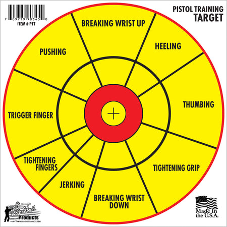 Pro-Shot PTT6PK 12" Diagnostic Bullseye Pistol Training Paper Targets 6 Pack