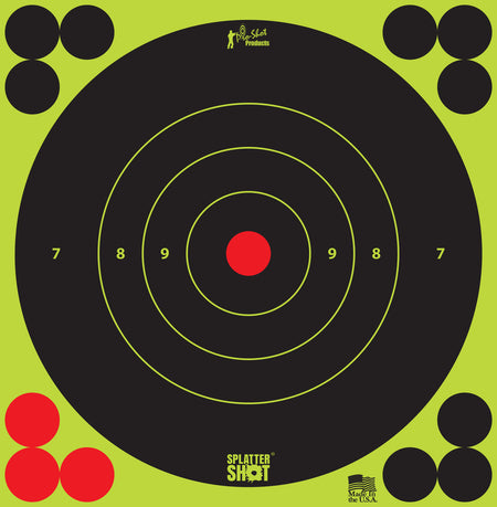 Pro-Shot 6BGREEN12PK SplatterShot 6" Bullseye Adhesive Targets Black/Green 12 Pack